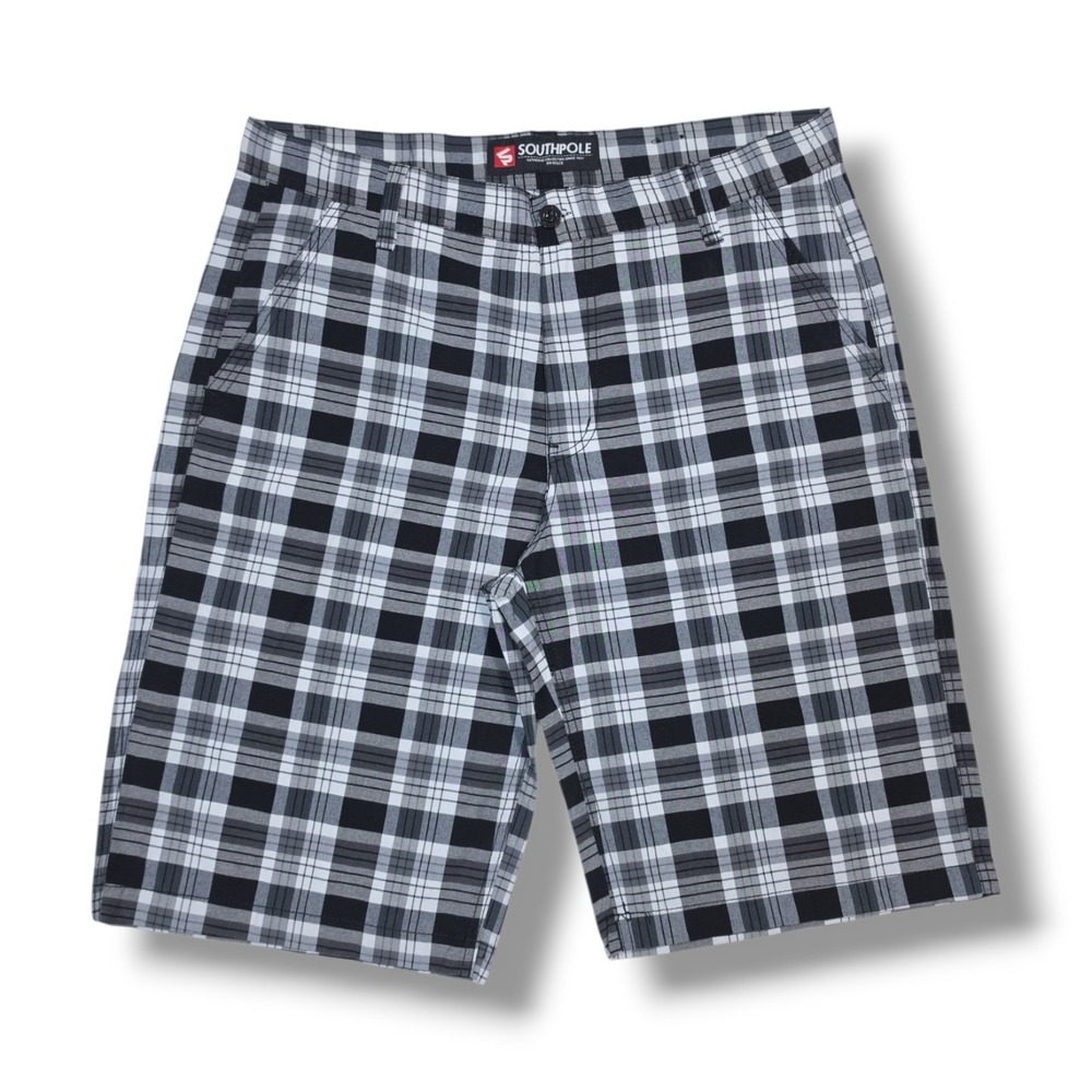 South Pole Black And White Checkered Plaid Shorts Size 36